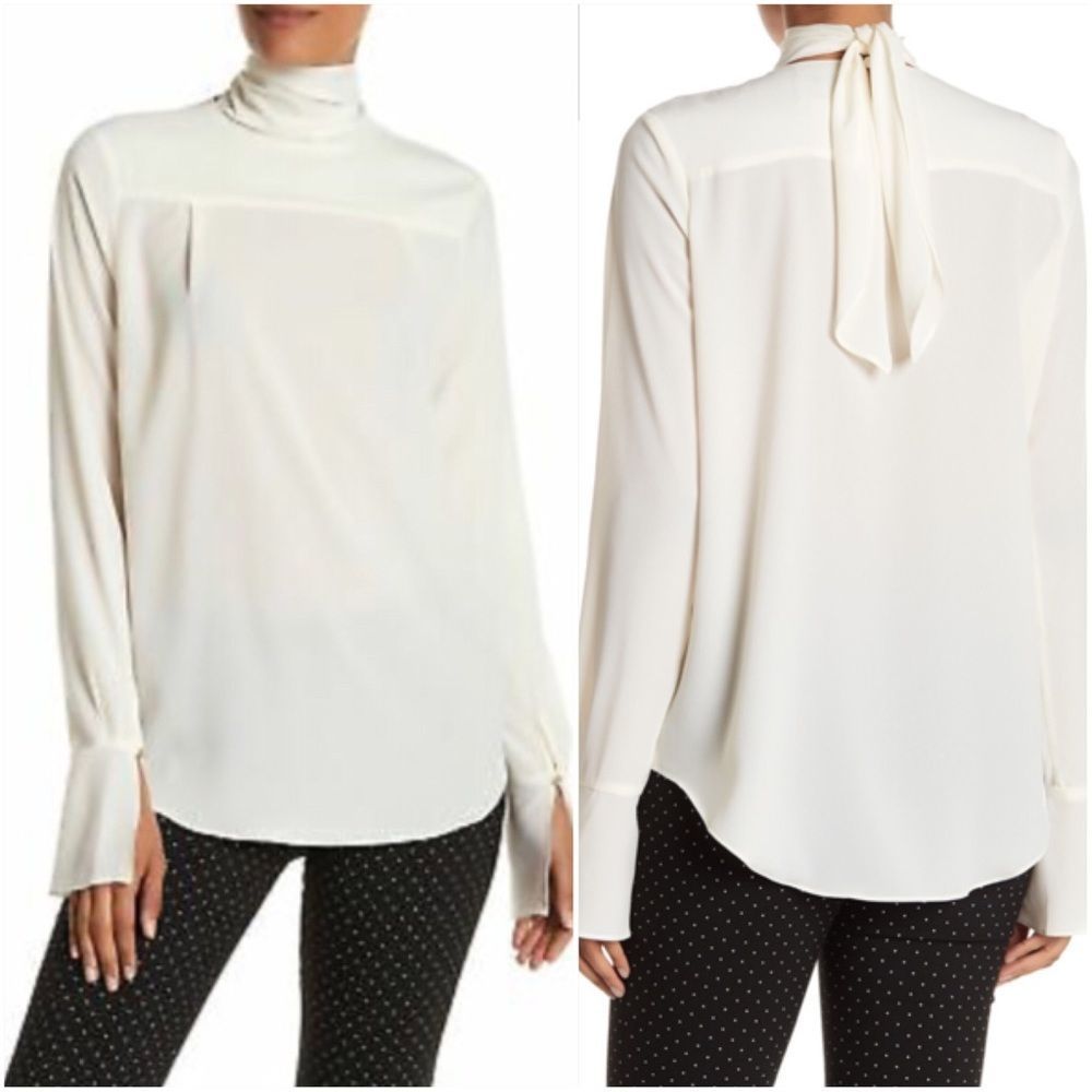 Marchesa Rose Long Sleeve Neck Tie Blouse - Picture 5 of 13